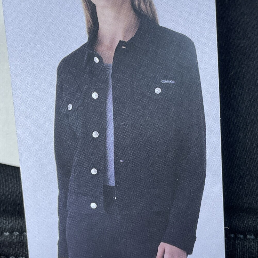 Calvin Klein Women's M Classic Trucker Jacket Black e0303